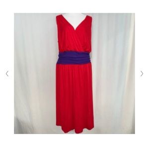 Lane Bryant Womens Red V-neck Sleeveless Long Dress Plus Size 26/28 NWT RN118641